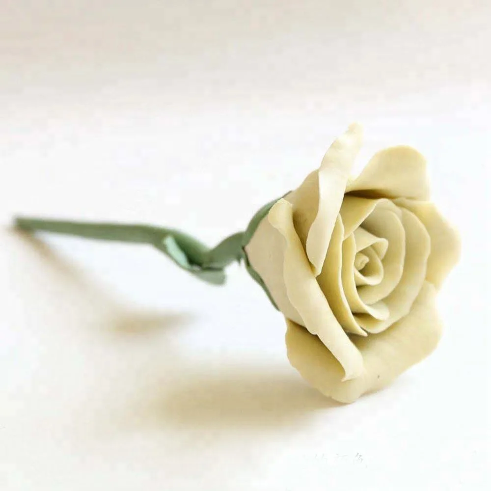Ceramic gift Covered Flowers and Leaves Single Stem Rose Handmade Porcelain Rose Flower Wedding Anniversary Gifts Love Forever