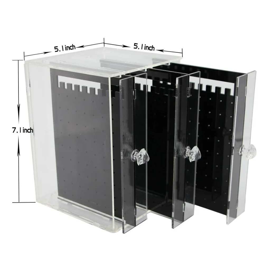 3 Black Drawers Fashion Design Transparent Acrylic Jewelry Storage Box Organizer Earring Display Stand Showcase Necklace Holder