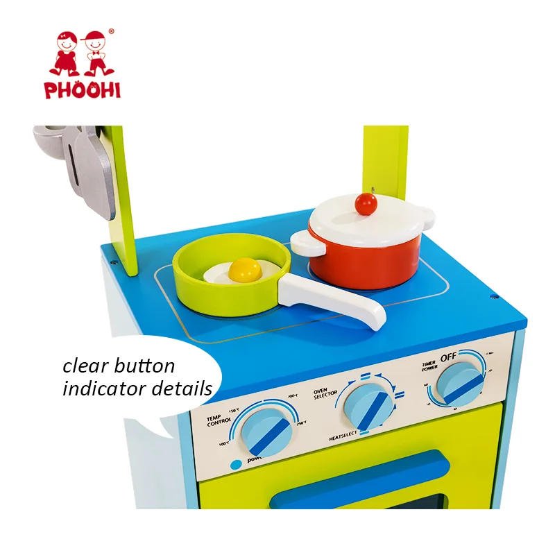 Kids pretend play toy big 4 parts cooking wooden play children kitchen set for 3+