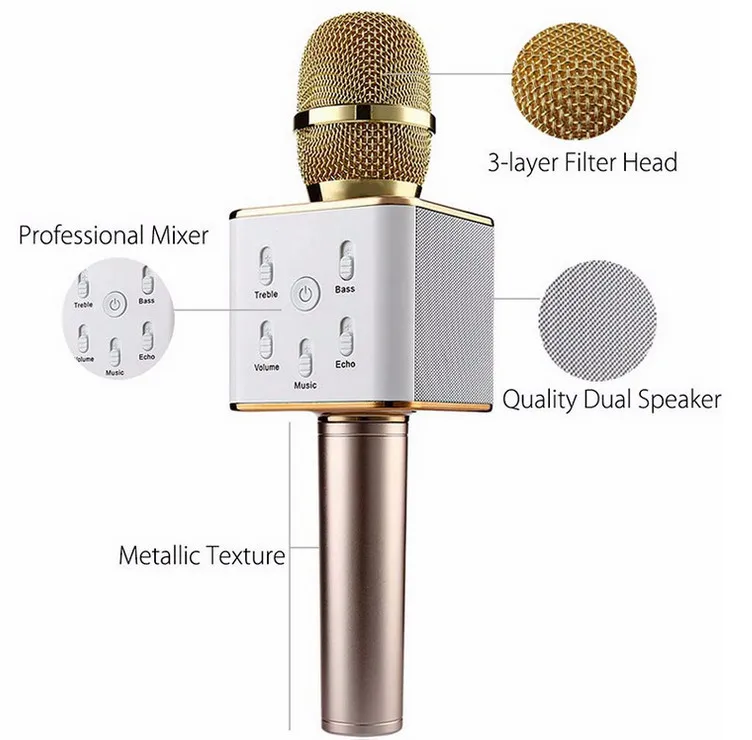 Q7 беспроводная связь bluetooth караоке микрофон с Динамиком