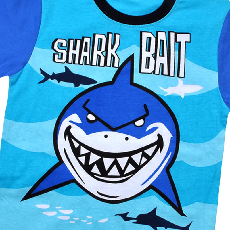 Guangzhou High Quality Cartoon Printed Jaws Cotton 2-10 Years Old Boys Home Dress Clothes