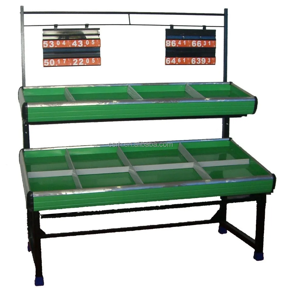 Double layer Vegetable & Fruit Rack Display shelf