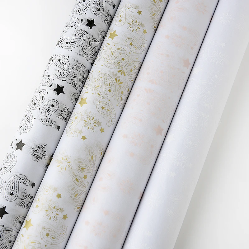 Упаковочная бумага с логотипом на заказ для украшения подарков, упаковочная бумага с принтом корейских цветов для букета, Высококачественная цветная подарочная стеклянная бумага