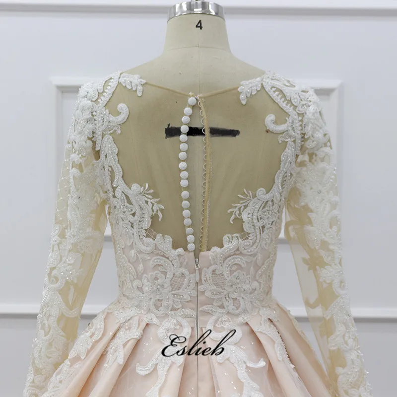 100% Real photo  Champagne Wedding Dresses Ball Gown Straps Bride Gowns  vestidos de noiva de luxo 2019