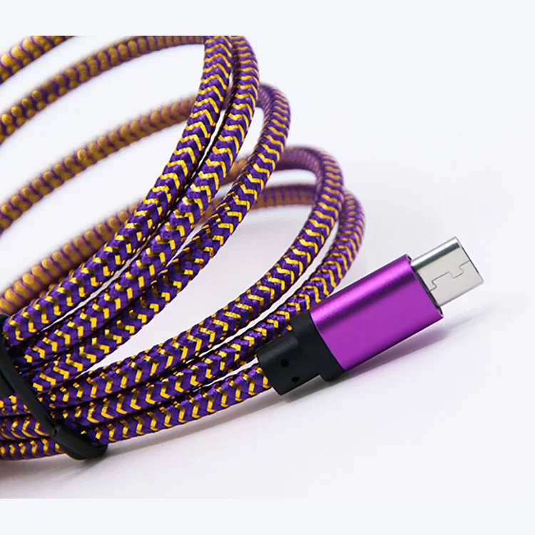 
Best sellers built-in gold thread braided micro usb charger data sync cable for android phones 