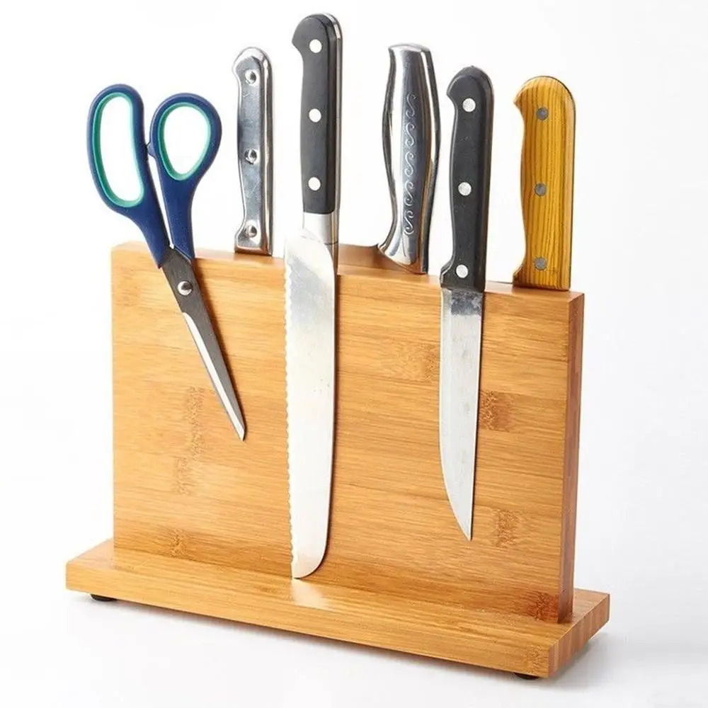 
Knife & Cutlery Storage Holder Bamboo Magnetic Knife block  (60825666953)