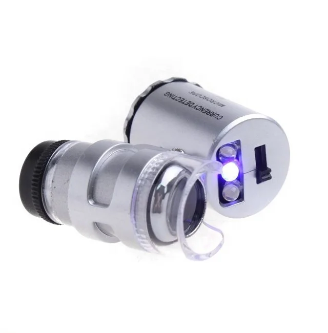 Professional Mini Lens 60X Pocket Magnifier Microscope LED Light Jewelry Jeweler Loupe Currency detector