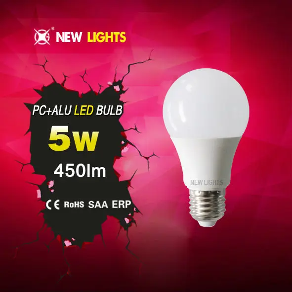 High lumen led light A60 5w e27 led bulb