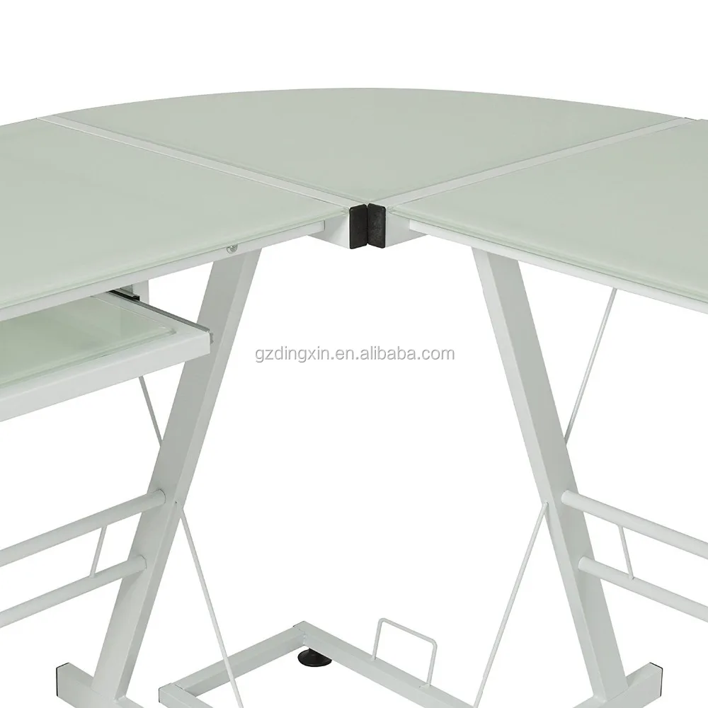 Cheap office table executive ceo desk office desk /Glass Laptop Table Workstation Corner Home Office White(DX-402)