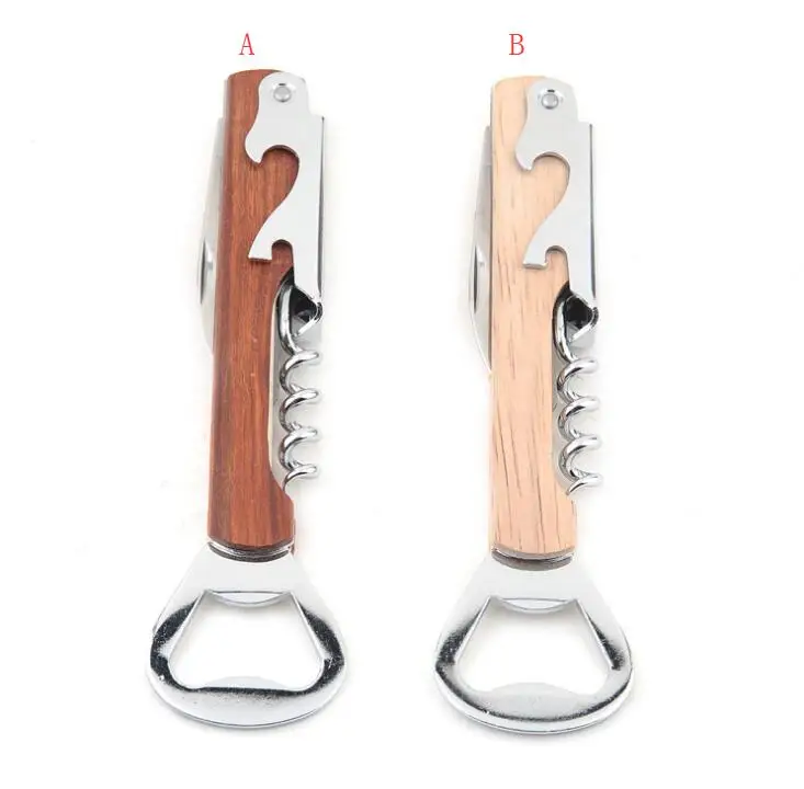 
custom wooden handle sublimation stainless steel beer wine bottle opener 
