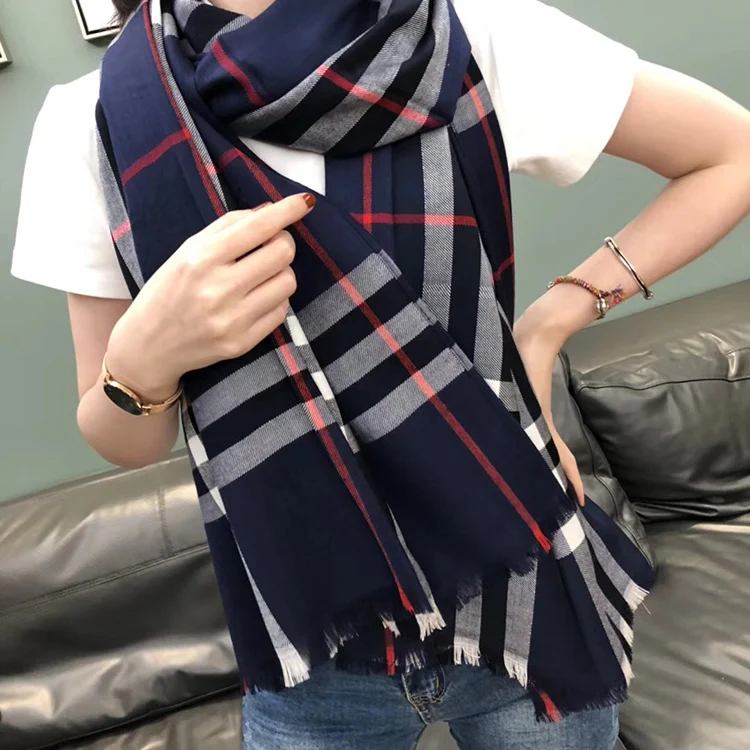 
Fashion western style cashmere feel plaid blank acrylic yiwu scarf cashmere scarf 