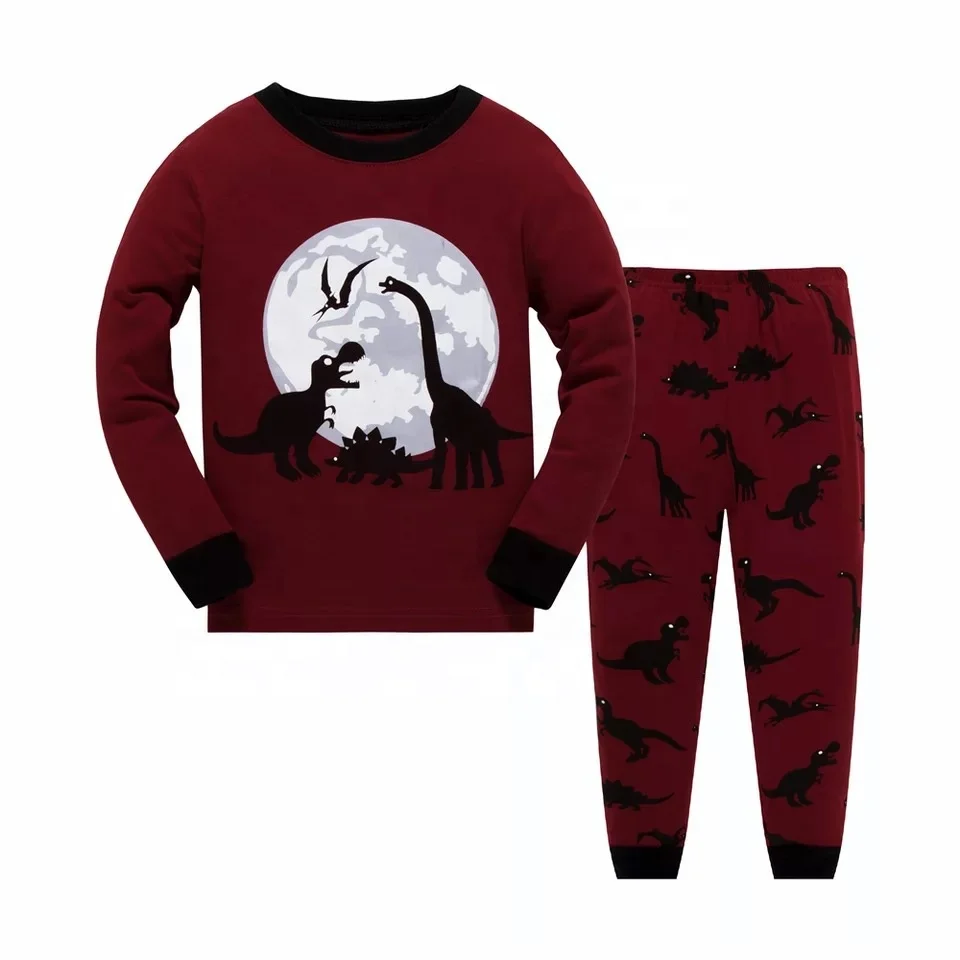 
Children dinosaur home wear long-sleeved cotton pajamas sets for boy 