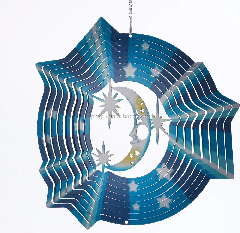 3D laser cut metal Wind spinner-Moon & Star