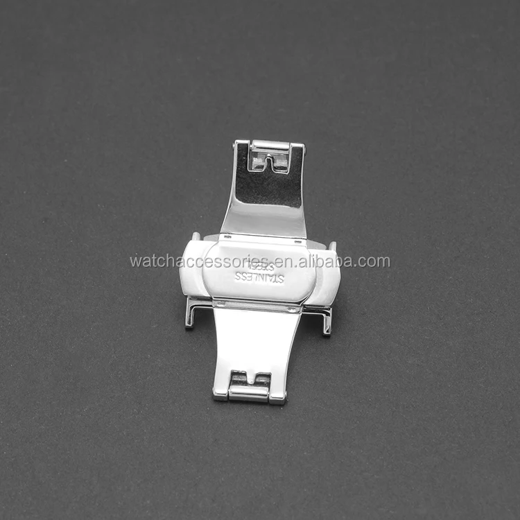 
wholesale price Custom butterfly stainless steel watch buckle Auto Push Button Clasp watchband buckle 