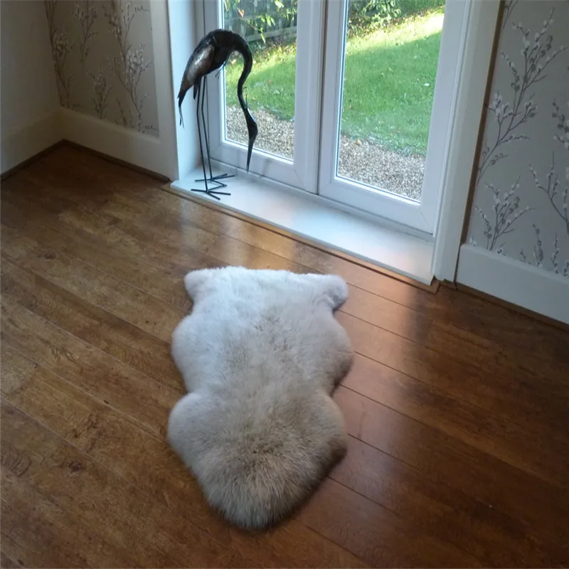 100% Genuine New Zealand Lamb Skin Fur and Colorful Mouton Rug Handmade Adults Rectangle Anti-slip Wool / Silk Hand or Dry-clean