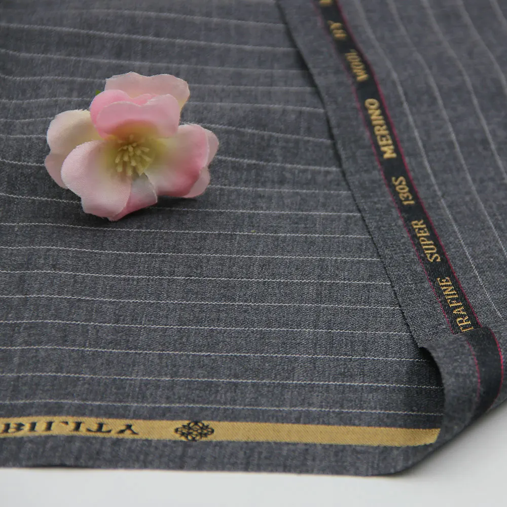 Wholesale Italian stripe Worsted 100% Wool Suit Fabric for Coats