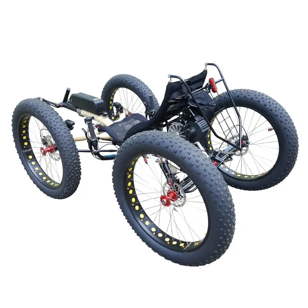 4x4 Off-road 500watt Mid Drive Motor Electric Fat Tyre Recumbent Quadricycle For Sale