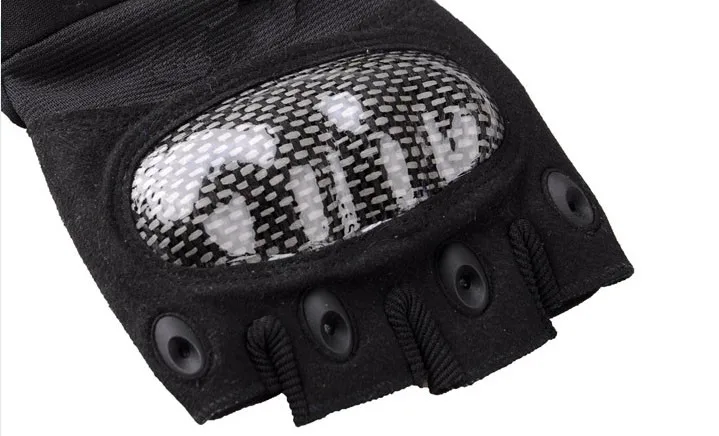 Tactical Gloves Fingerless Carbon Fiber Knuckle
