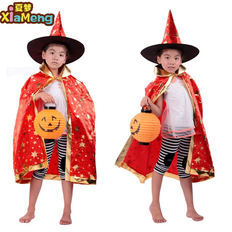 Оптовая продажа, детская накидка на Хэллоуин высокого качества, пятиконечная звезда, накидка ведьмы, бутик Хэллоуина
