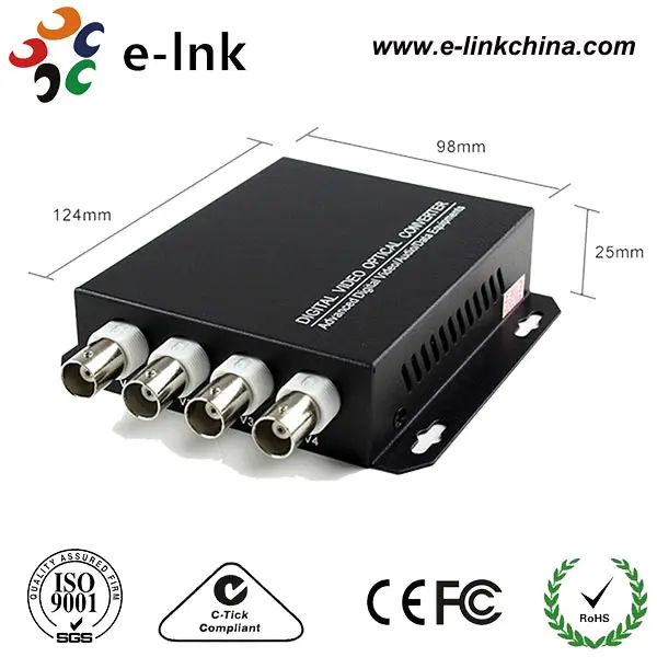 скачати видео конвертер 4 канала видео по оптоволокну (приемник + передатчик + 2 блока питания) FC 40KM