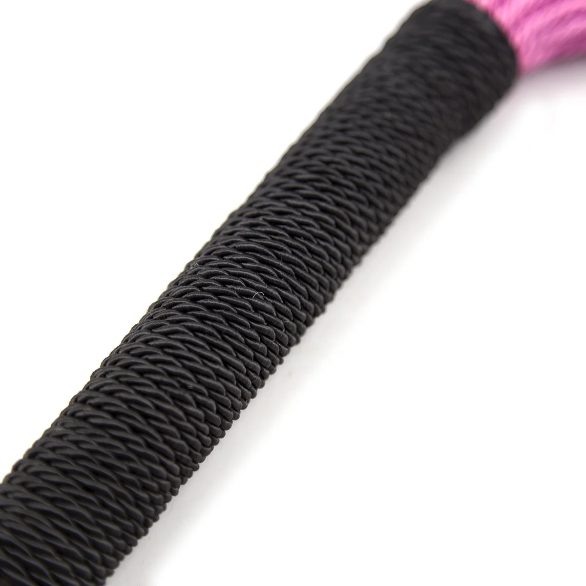 Black Handle Pink Nylon Rope Tailed Asult Toy Whip For BDSM Slave Spanking