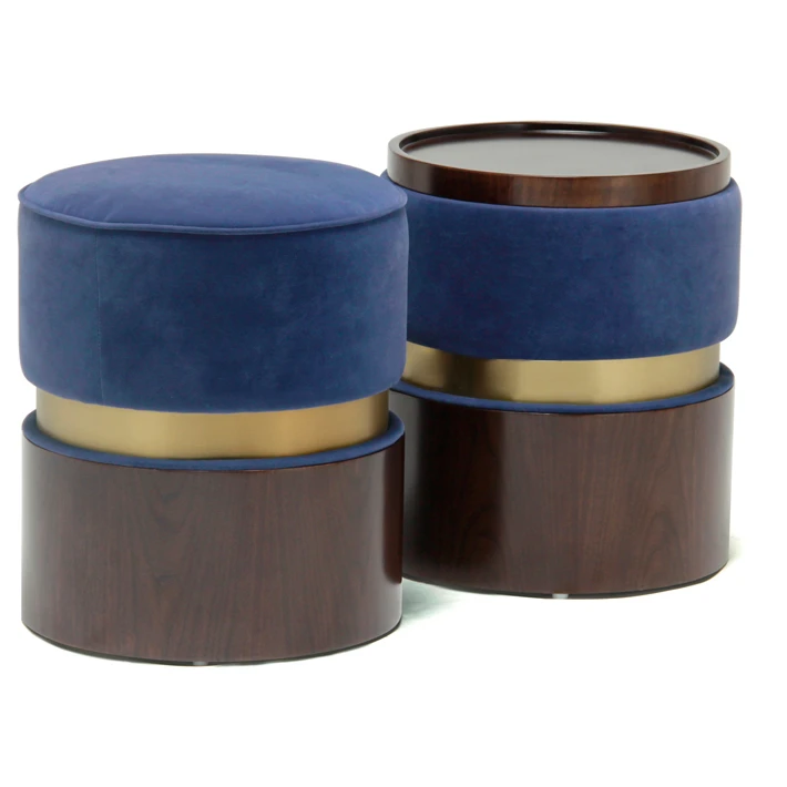 Custom red wooden drum stool round solid wooden drum shape shoe stool bedroom decoration home use cloth art comb dressing stool