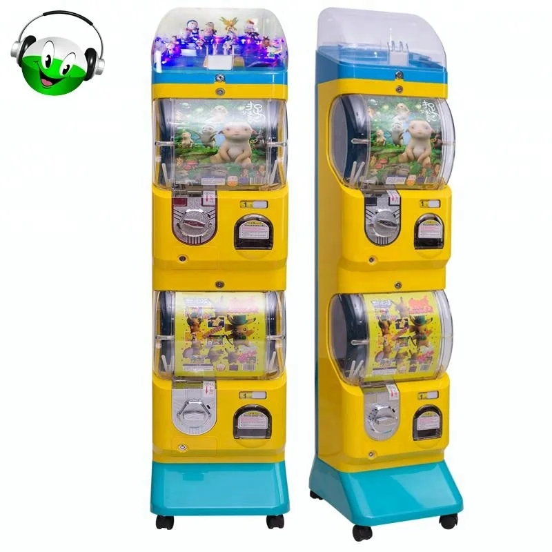 
With top display two boxes gashapon plastic toy station capsule vending machine 