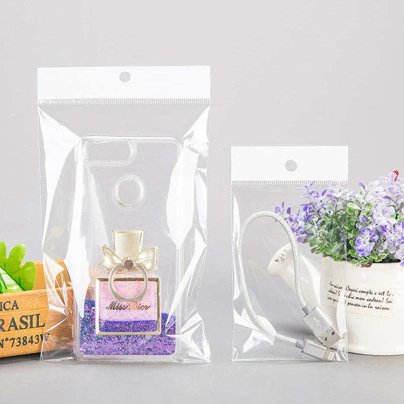 Custom Own Logo OPP Plastic Cello Hearder Card Bag With Self-Adhesive