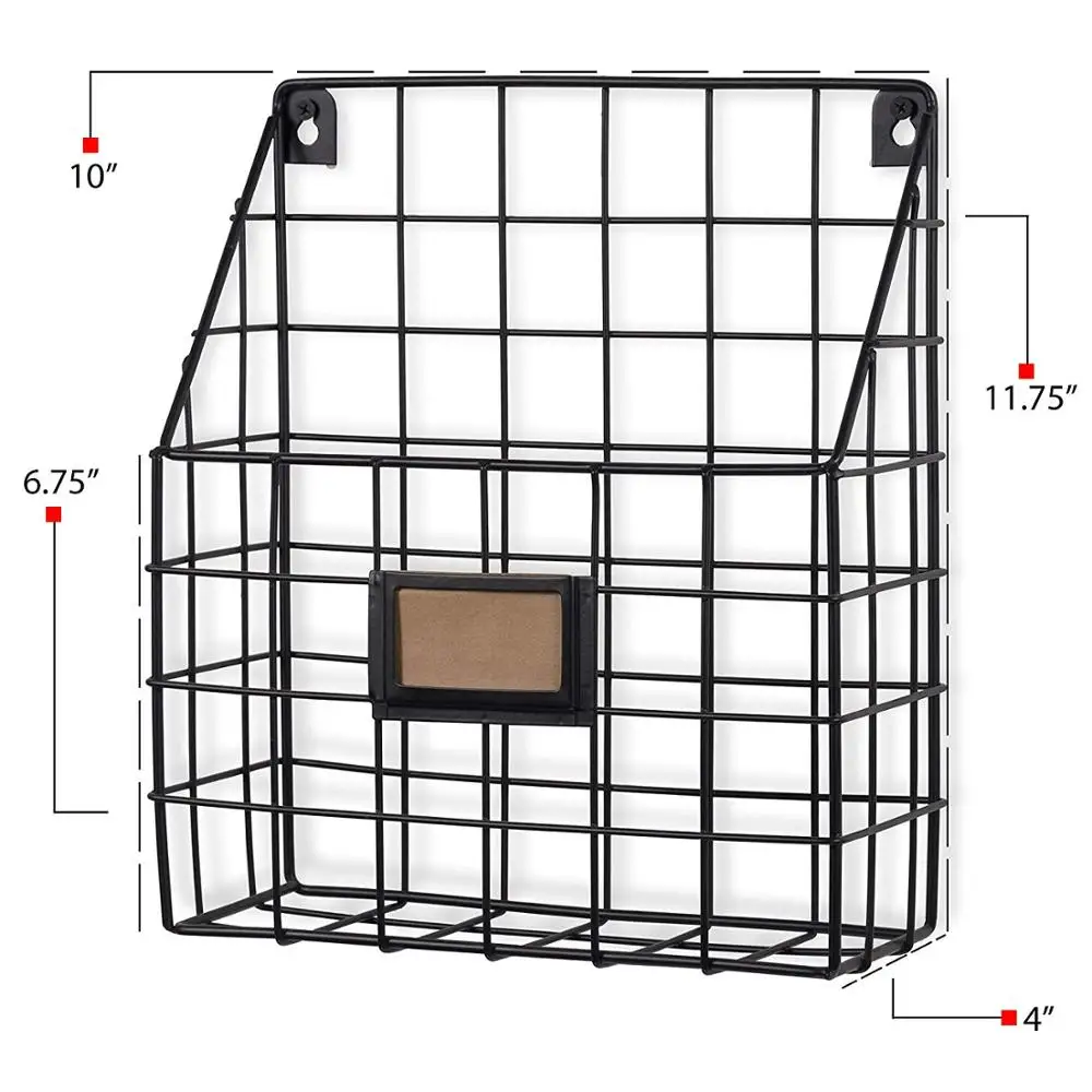 Держатель для файлов-металлическая сетчатая проволочная кухонная полка-подвесная Папка-органайзер для документов-офисное хранение (черный)
