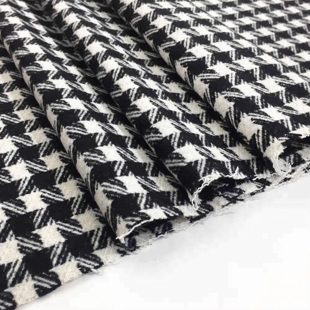 Black and white suit single check plain woven wool fabric in stock