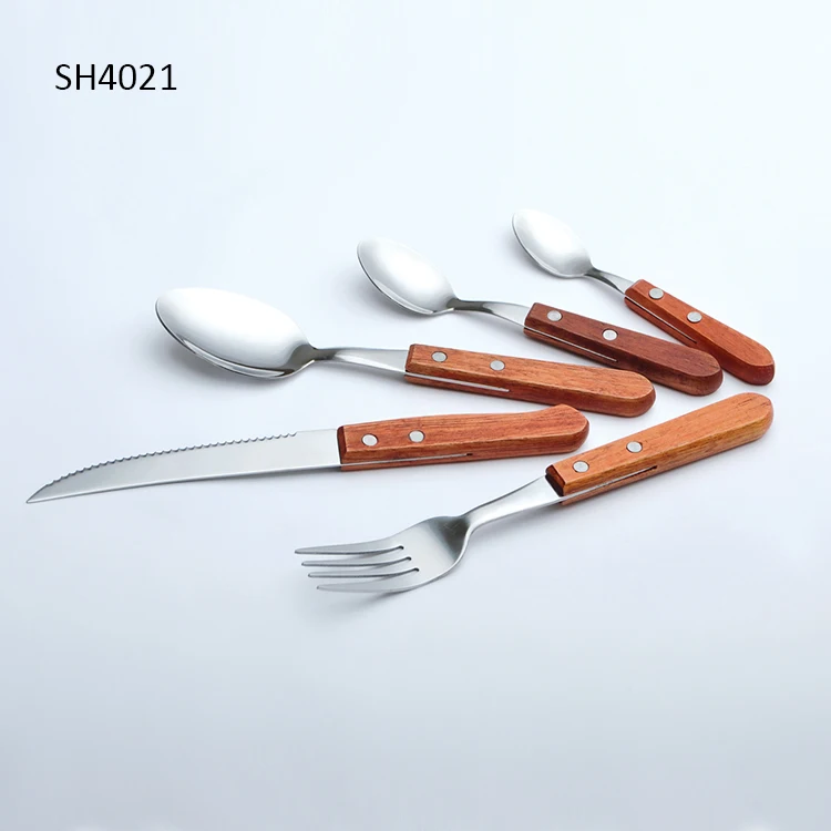 1.5MM Wooden Handle stainless steel Spoon Fork Knife