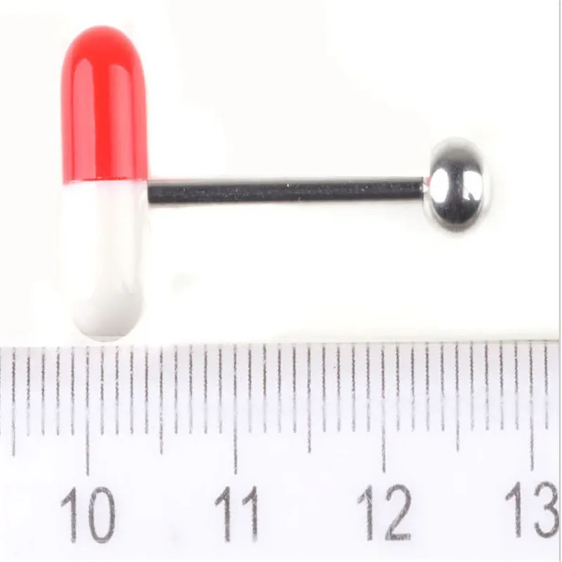 
pills acrylique new surgical steel Tongue ring ghotwife fashion body jewelry wholesale 2019 