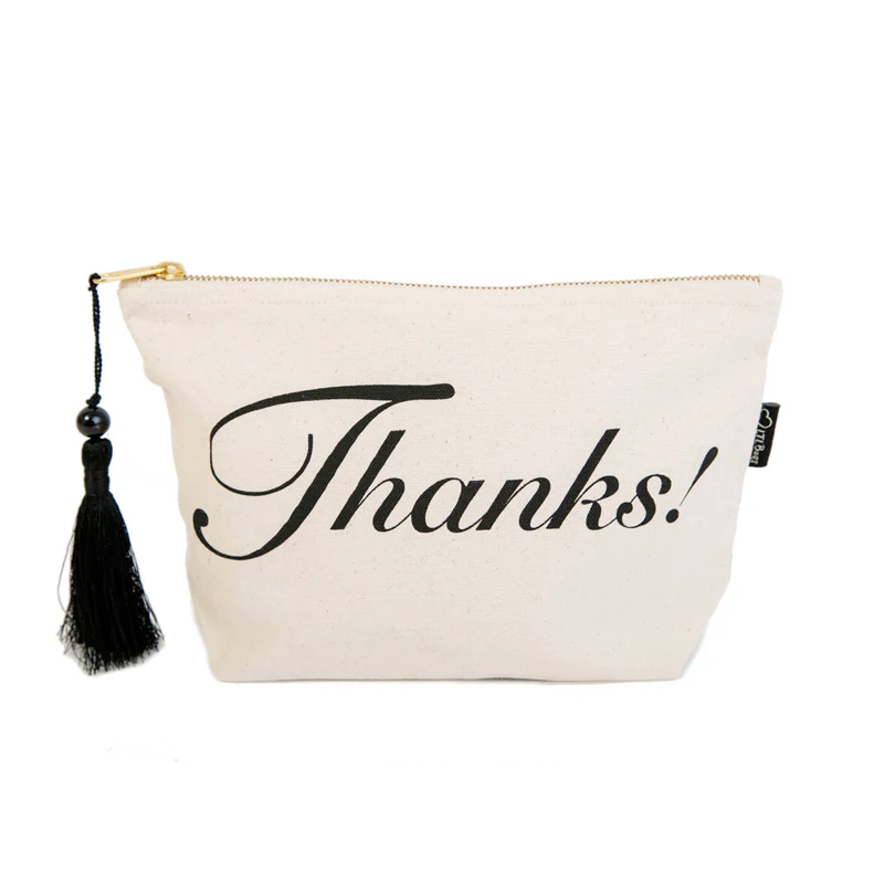 Custom Small Fashion Printed Jewelry Cotton Canvas Pouch With Gold Zipper