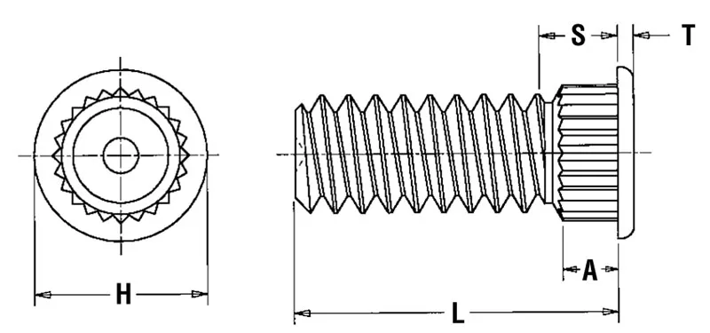 KFH 4-40 steel tin plated broaching studs