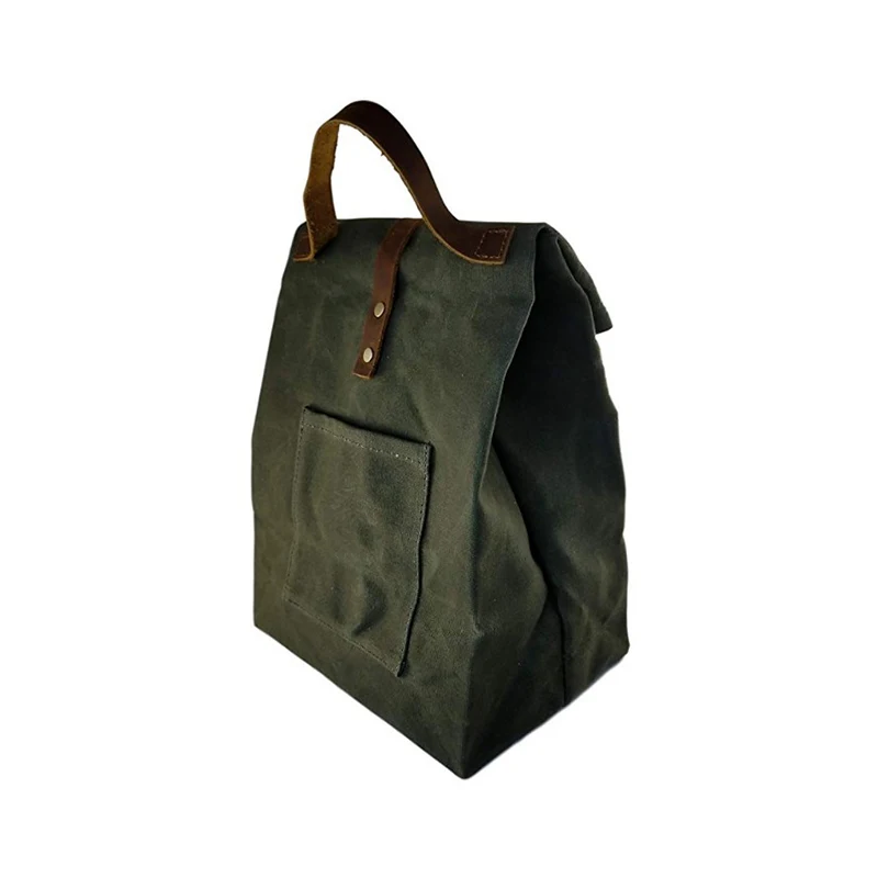 
Eco friendly waxed canvas insulated lunch cooler bag vintage cooler bag with insulated layer 