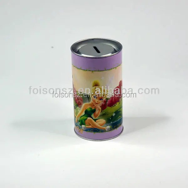 OEM round tin coin bank metal tin money box custom logo peggy bank