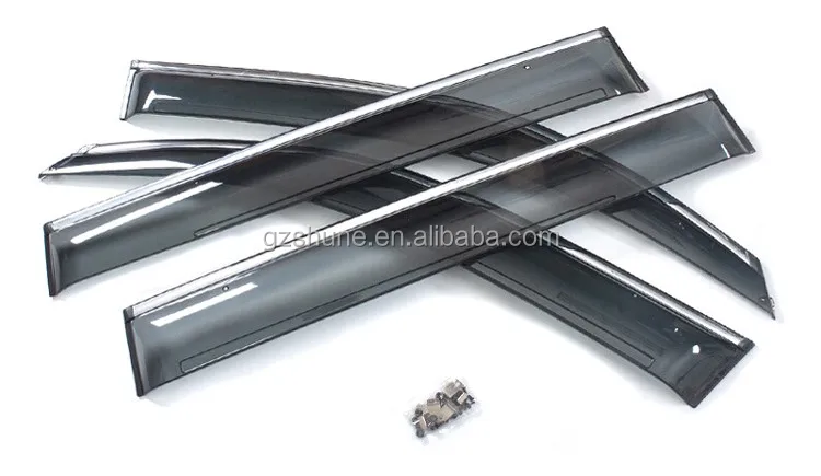 PC+ Stainless Steel Injection Vent Visor For Land Cruiser Prado FJ120 2700 4000 Window Deflectors Rain shield Auto accessories