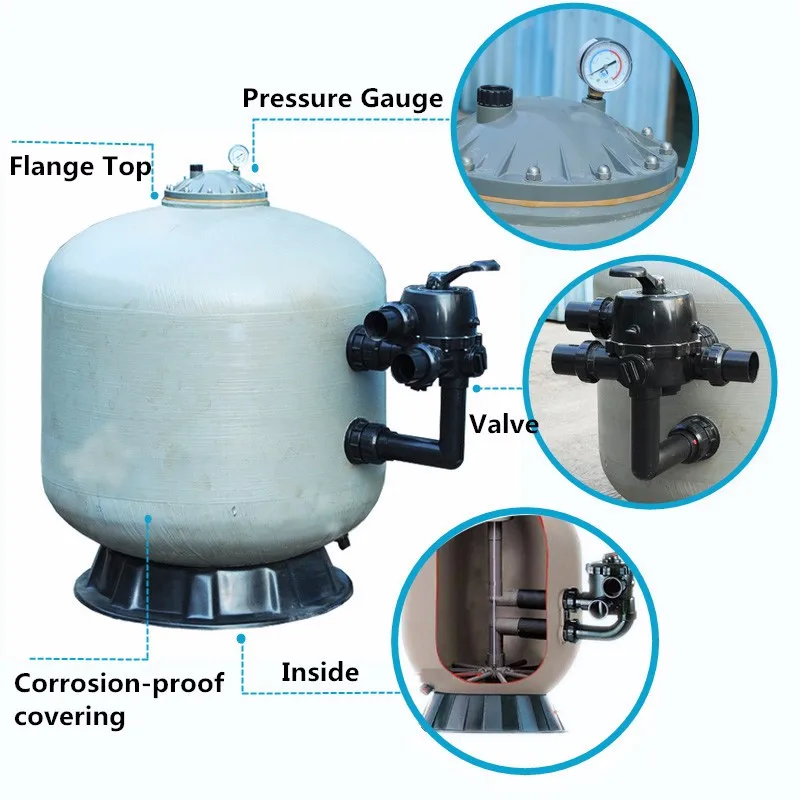 High pressure machine de swimming pool activated carbon filter side mount sand filter