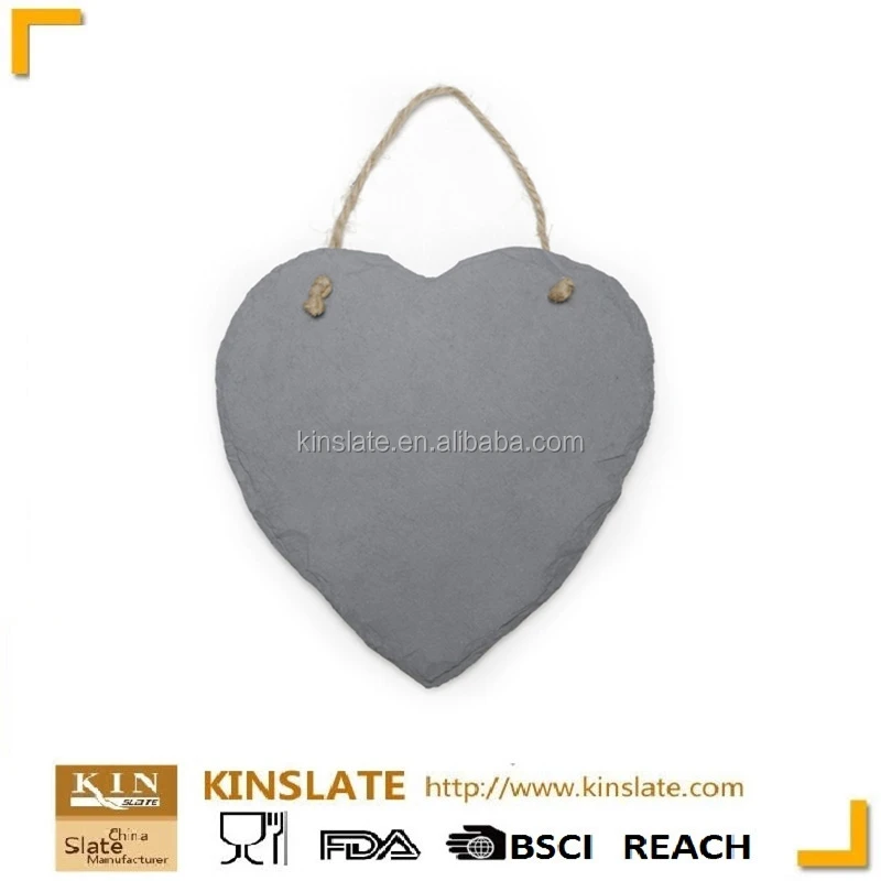 Manufactory Wholesale Eco-friendly natural heart shape slate gift tags for decoration 15 x 15 cm