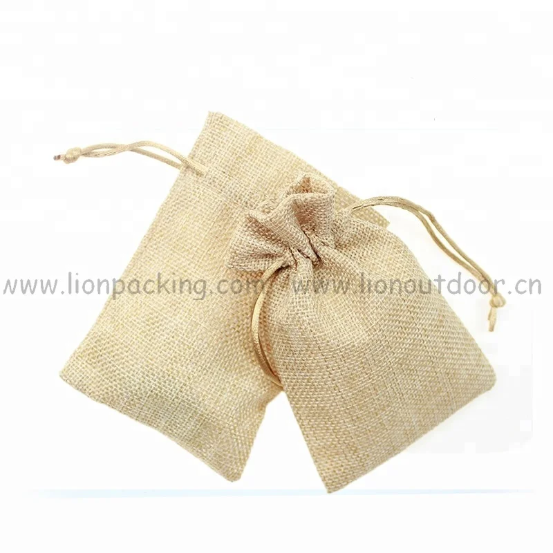 Wholesale price custom logo printed small burlap coffee pouch drawstring jute bag for rice