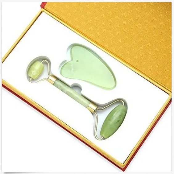 Natural Jade Roller And Gua Sha Scraper Set Massage Tool for Body And Face
