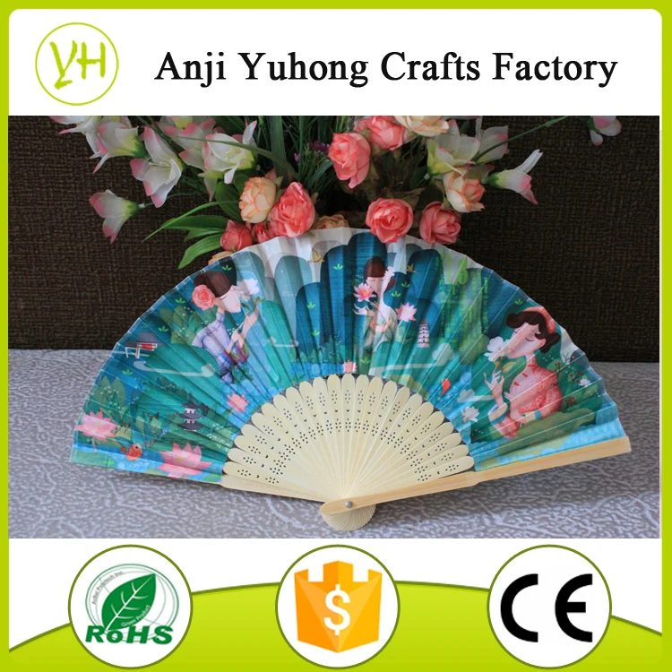 
2019 New Design Promotional Bamboo Cloth Fan 