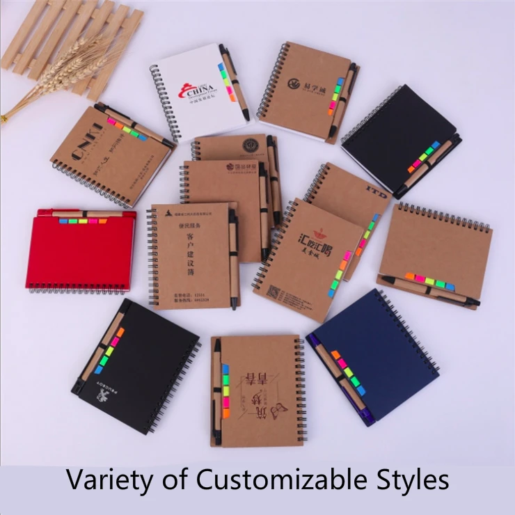 A4 A5 A6 Notebook Logo Custom Notebook Sprial Notebook with Pen and Sticky Notes List of Office Stationery Items