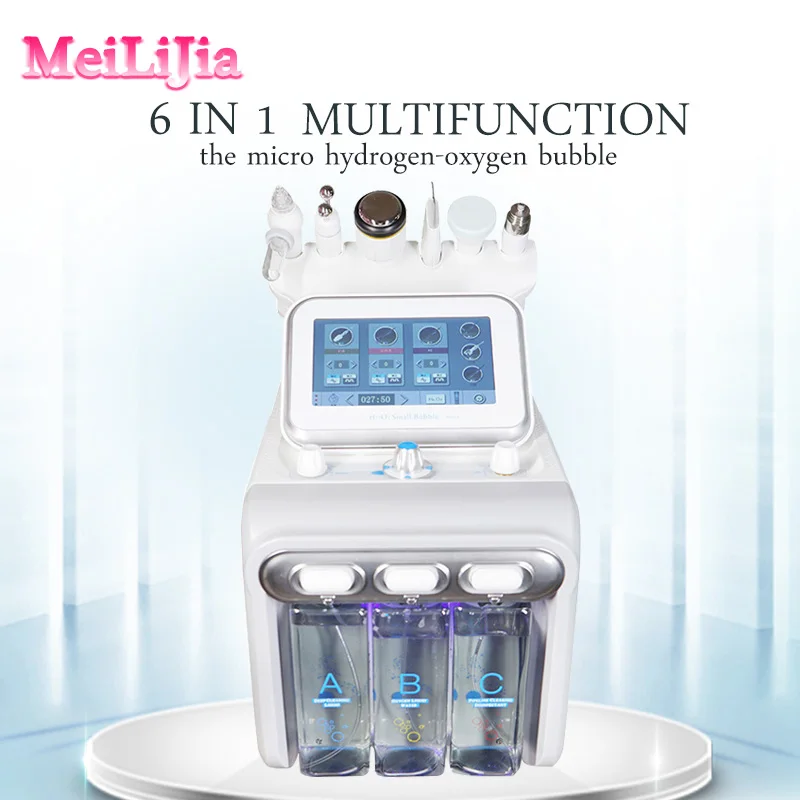 6 in 1 Korean Hydrogen Oxygen Small Bubble Microdermabrasion Replenishing Water and Oxygen Injection Facial Beauty Equipment