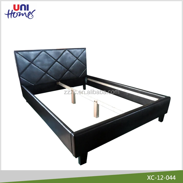 Simple Leather Queen Bed Frame with Headboard