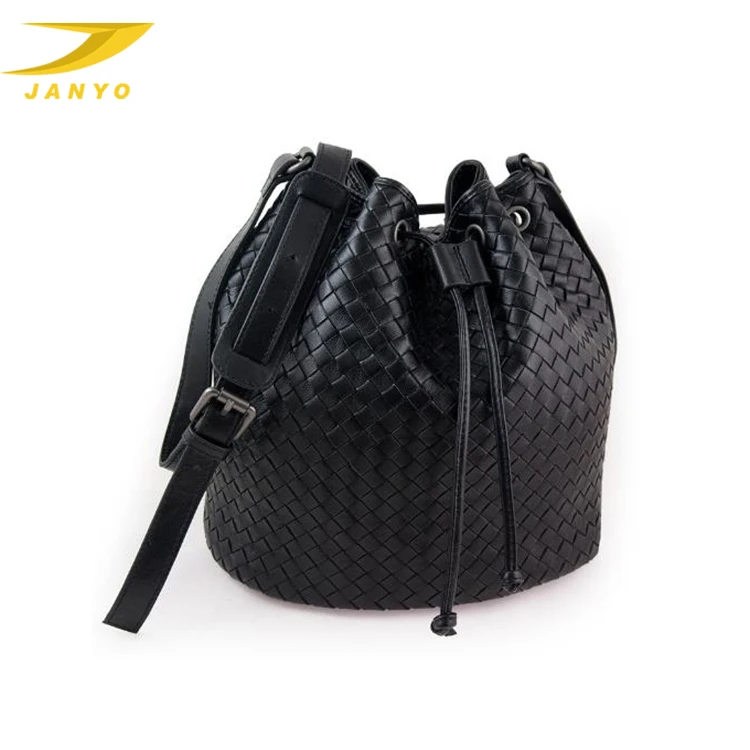 New hand-woven sheepskin bag fashion leather bucket bag one shoulder cross body bag for women