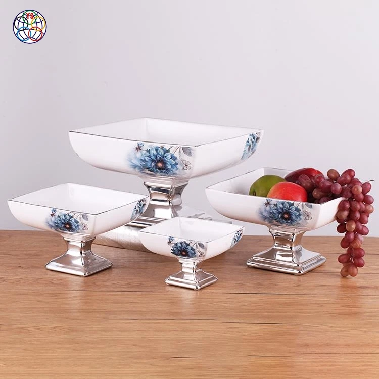 Wholesale wedding ceramic fruit food tray tableware plate with stents