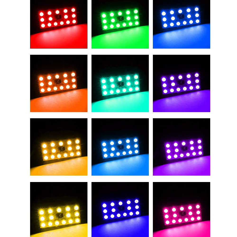 T10 RGB 5050 12 SMD 15 24 36 remote control Rgb car led panel interior Auto lights Reading Dome Festoon BA9S Adapter 12V