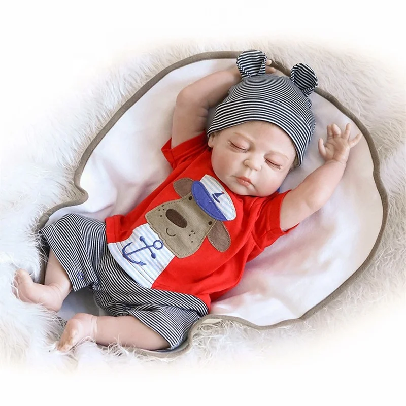 NPK 45cm Cute Lifelike Full Body Silicone reborn baby doll children kid boys gift Educational Toy for Wholesale boys toy
