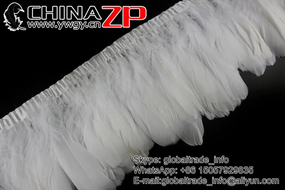 
ZPDECOR Hot Sale White Goose Satinettes Feather fringe For Carnival Decoration Dance Costumes Trim 